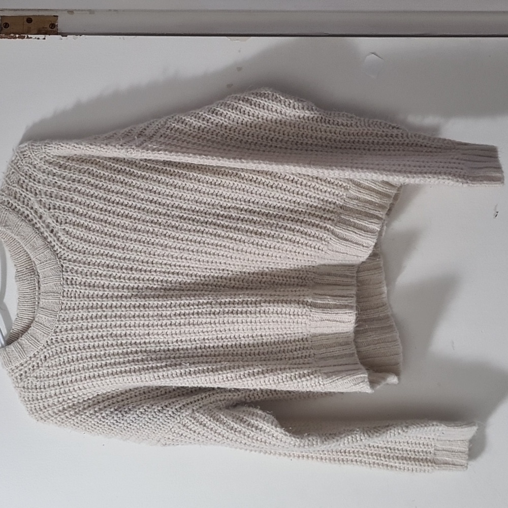 AMERICAN Eagle dirty white Cropped Knit Sweater